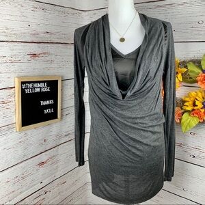 Heather by Bordeaux Gray Long Sleeve Top with Silk Liner Size S